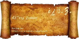 Őry Zobor névjegykártya